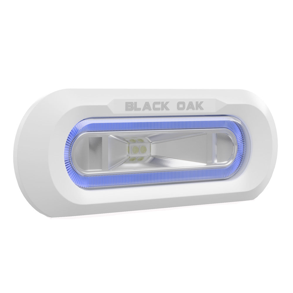 Black Oak Low Pro Marine Spreader Light  Flush Mount  White Housing  Blue LED MLPSFB